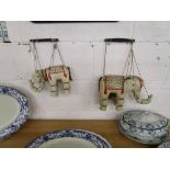 2 vintage wooden elephant puppets