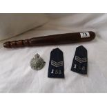 Police badge, truncheon & epaulettes