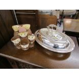 Goebbels Monks egg holder & plated serving dish with cover