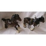 2 Beswick Shire horses