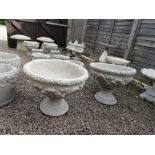 Large pair of pedestal stone planters