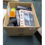 Box of camera equipment to include SLR lenses etc - Details with lot