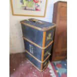 Wooden banded steamer trunk