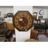 Octagonal 'Heals' style oak wall clock