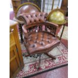 Leather button-back office chair