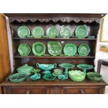 Large collection of green Majolica