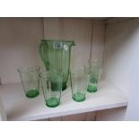 Green glass lemonade set