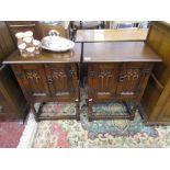 Pair of oak pot cupboards