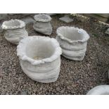 Large pair of 'sack' stone planters