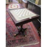 Ornate Chess table with some chess pieces