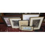 Large collection of framed pictures