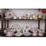 2 shelves of china to include Crescent & Royal Albert