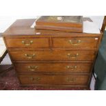 Georgian oak & cross-banded chest of 2 over 3 drawers