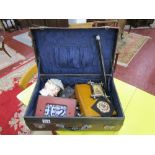Small leather suitcase and contents