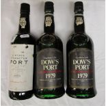 2 bottles of Dow's LBV 1979 port & a bottle of Vintage Character port