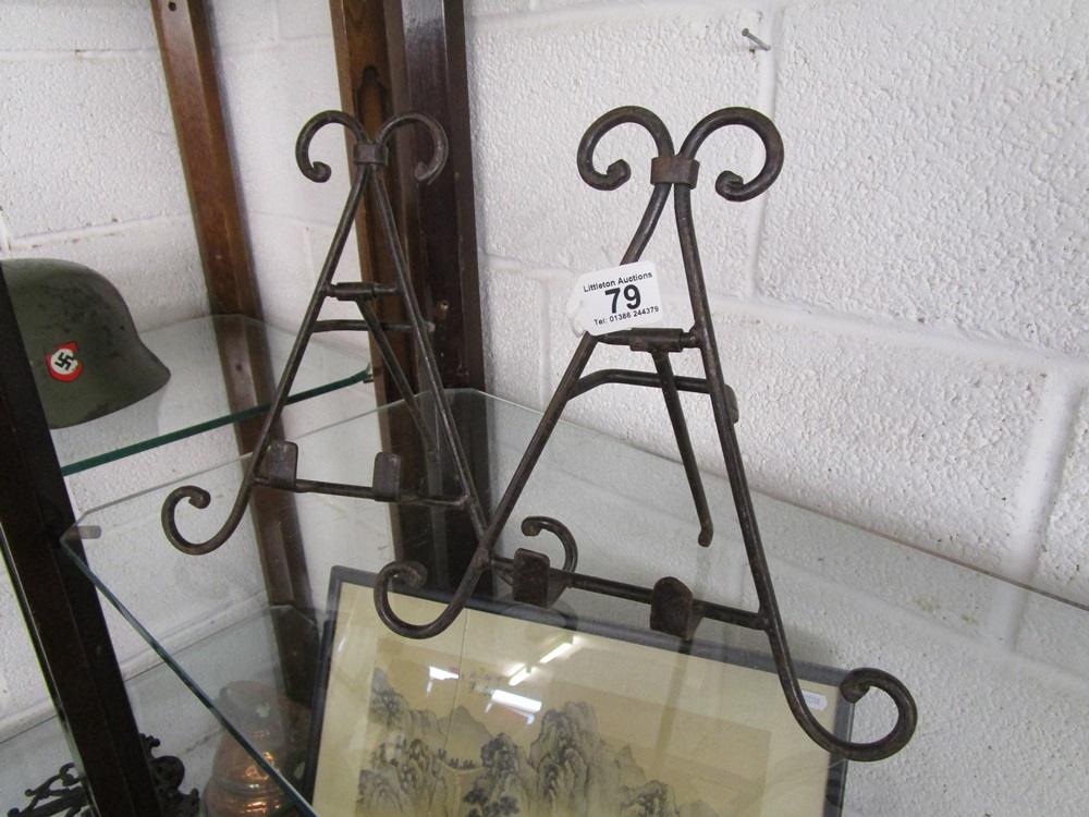 Small pair of wrought iron easels