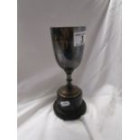 Hallmarked silver trophy on wooden base