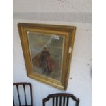 Oil under glass in gilt frame - Lady figure