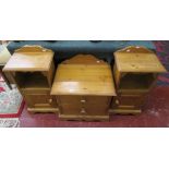 Pair of pine bedside cabinets & 2 drawer chest