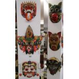 Chinese monkey, Chinese pig & Malaysian folk masks plus 3 others