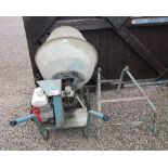 Petrol cement mixer with stand