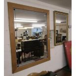 Large pine framed wall mirror & another