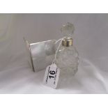 Silver necked scent bottle & vintage mother of pearl compact