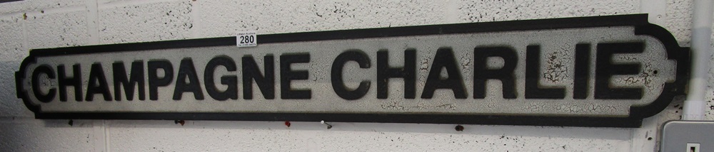 Novelty wooden sign - 'Champagne Charlie'