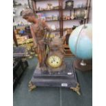 French marble & spelter mantle clock