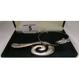 Silver dolphin bangle & brooch