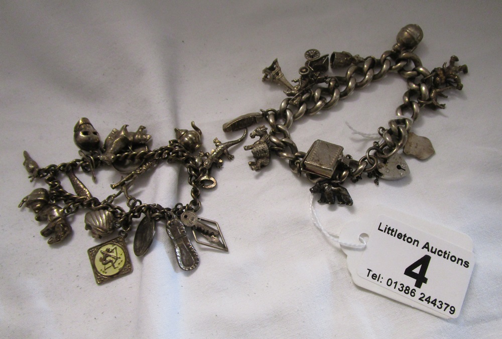 2 silver charm bracelets