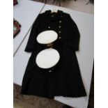 Royal Naval lieutenants greatcoat & 2 officers caps - Circa 1943