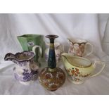 5 Victorian jugs & Doulton Lambeth vase