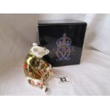 Royal Crown Derby Polar bear - Boxed with silver stopper