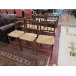 Set of 6 rush seated dining chairs