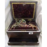 Victorian Rosewood box and contents