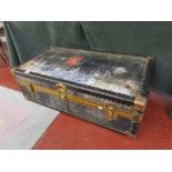 Large brass bound cabin trunk