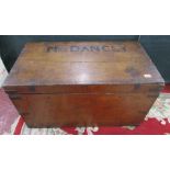 Large metal banded and oak zinc lined fur storage trunk