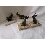 2 pairs of Art Deco Elephant & dog marble based bookends