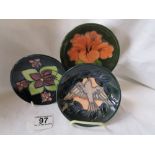 3 Moorcroft pin dishes