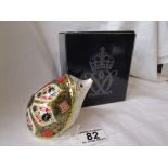 Royal Crown Derby Hedgehog - Boxed with gold stopper