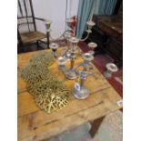 3 candelabra & 4 brass fronts