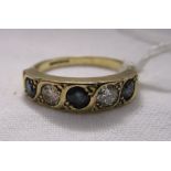 Gold diamond & sapphire set ring