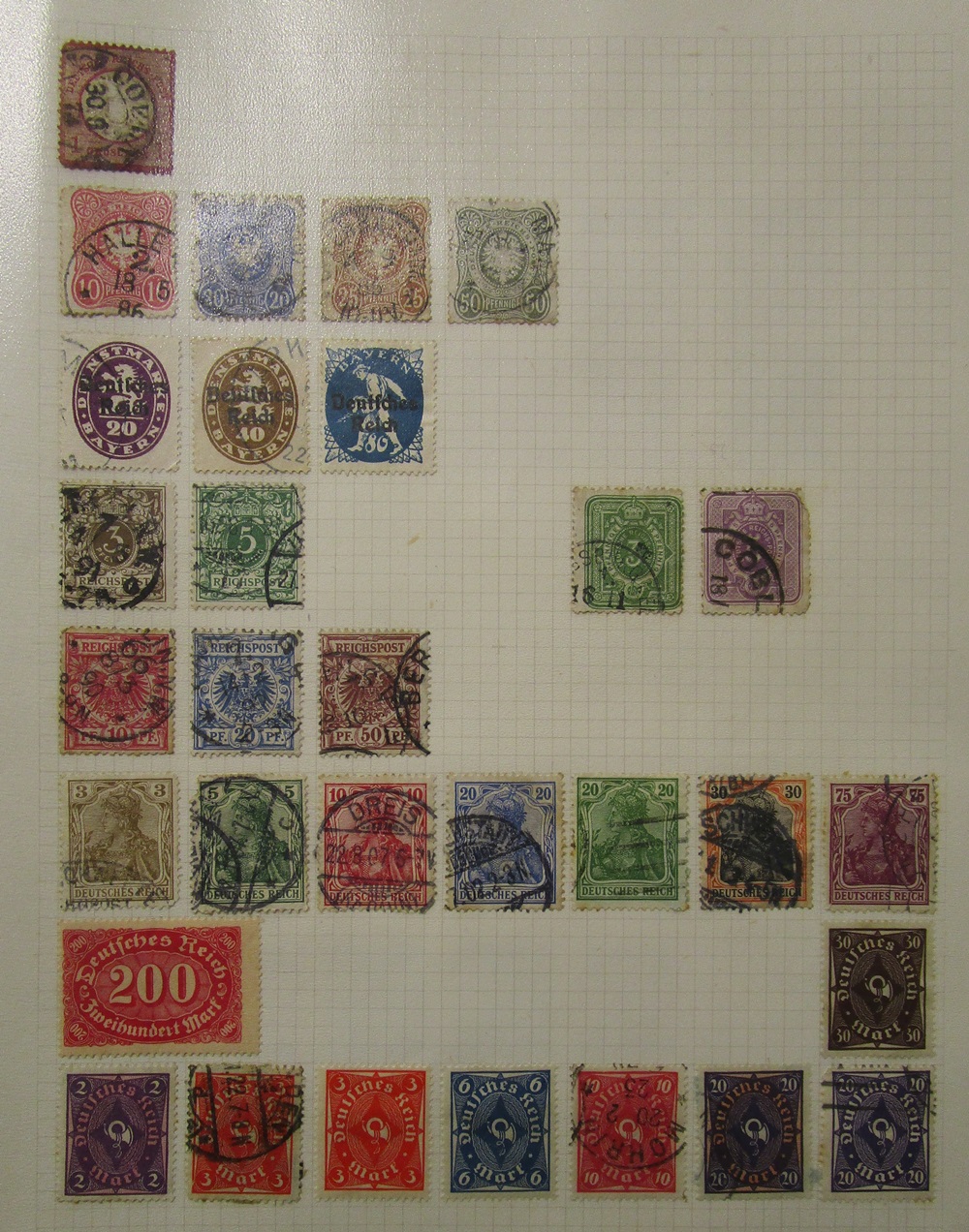 Stamps - German album pages and covers in folder, late 19C onward