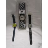 3 gent's watches to include Mickey Mouse & Swatch