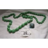 Jade necklace & brooch
