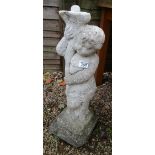 Stone cherub bird bath base