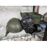 Military helmet with respirator