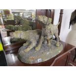 Hunting dog figures on base