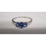 14ct white gold tanzanite 3 stone ring